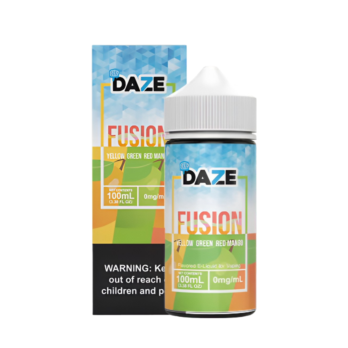 7 Daze Fusion Iced Freebase Vape Juice 0 Mg 100 ML Yellow Green Red Mango Iced