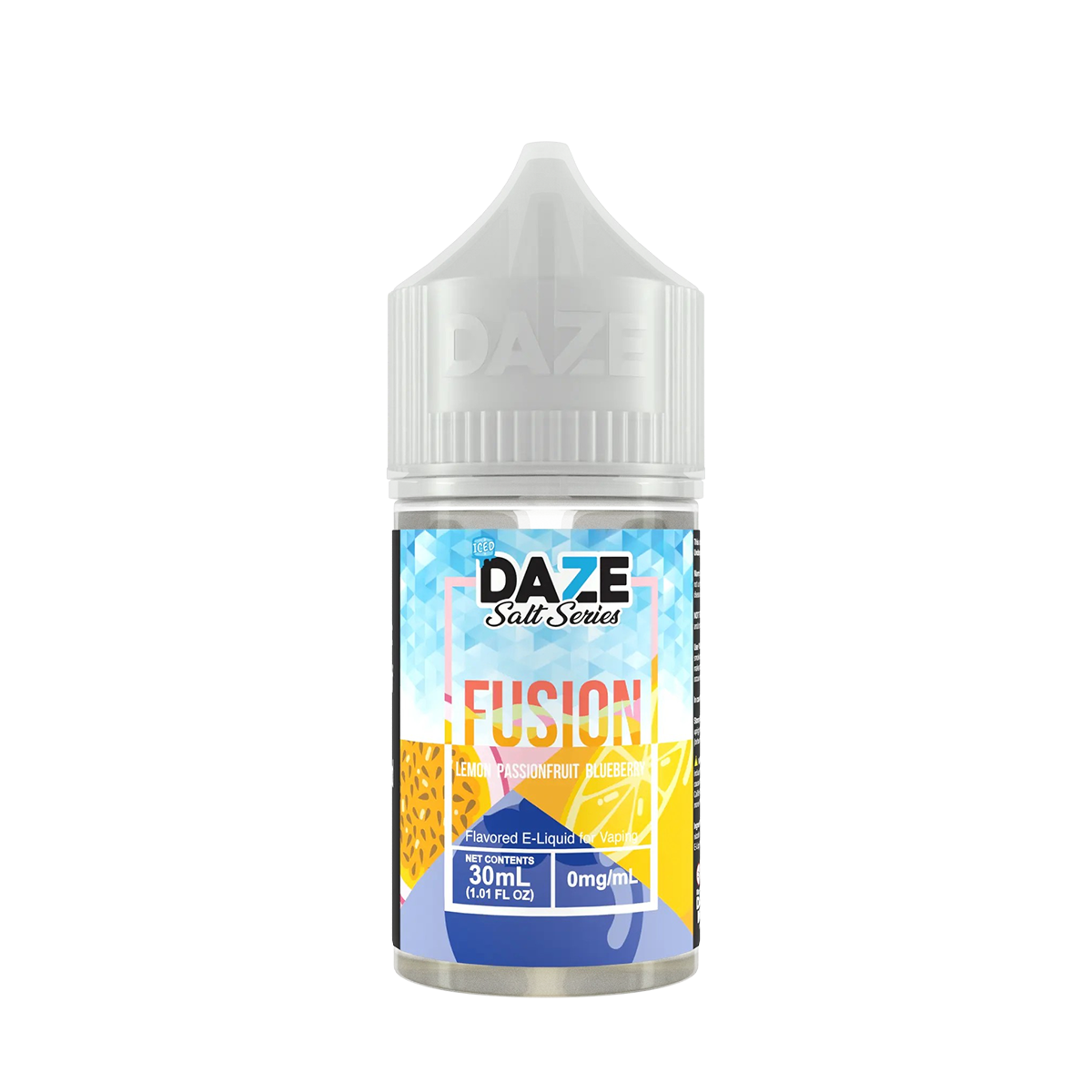 7 Daze Fusion Iced Salt Nicotine Vape Juice 50 Mg 30 Ml Lemon Passionfruit Blueberry Iced