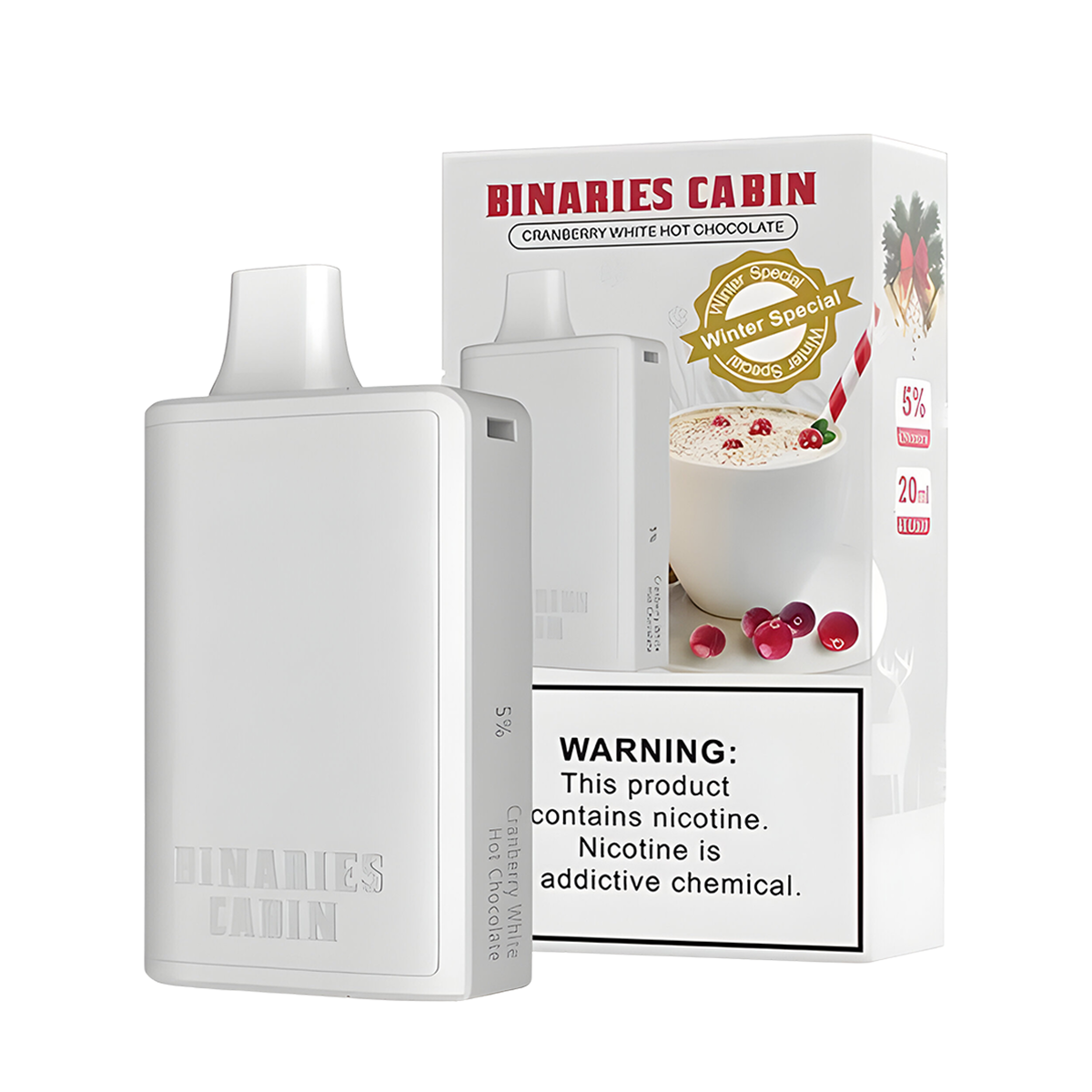 HorizonTech Binaries Cabin 10000 Disposable Vape Cranberry White Hot Chocolate 50 Mg 