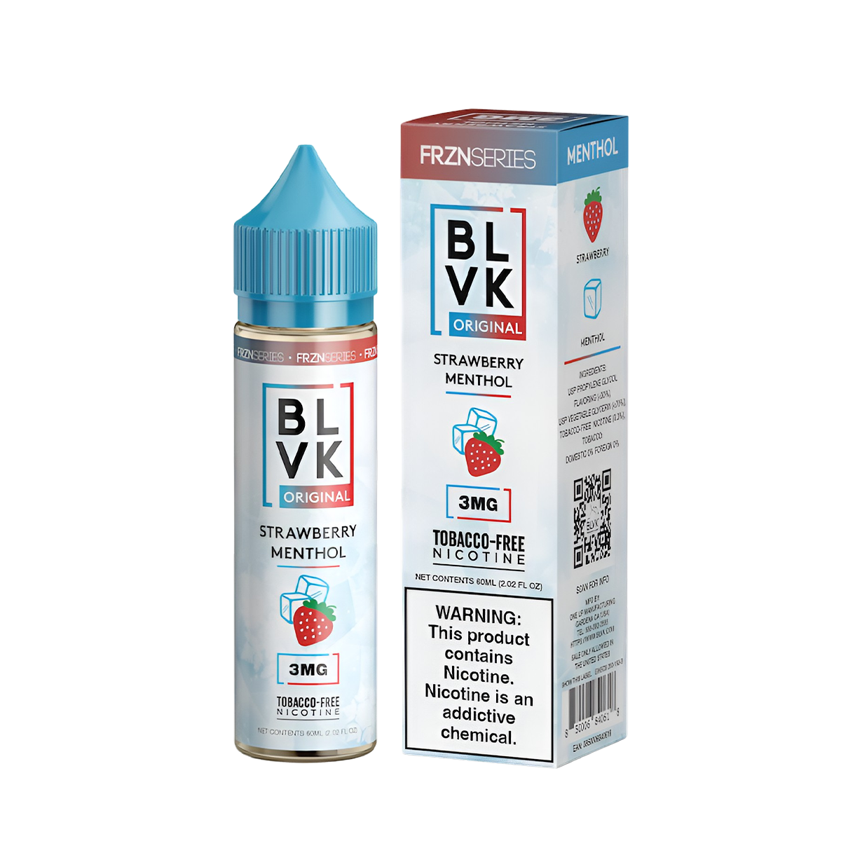 BLVK Frzn Freebase Vape Juice 0 Mg 60 Ml Strawberry Menthol