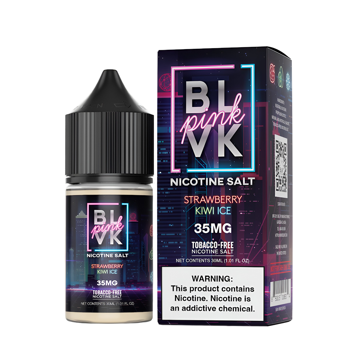 BLVK Pink Salt Nicotine Vape Juice 35 Mg 30 Ml Strawberry Kiwi Ice