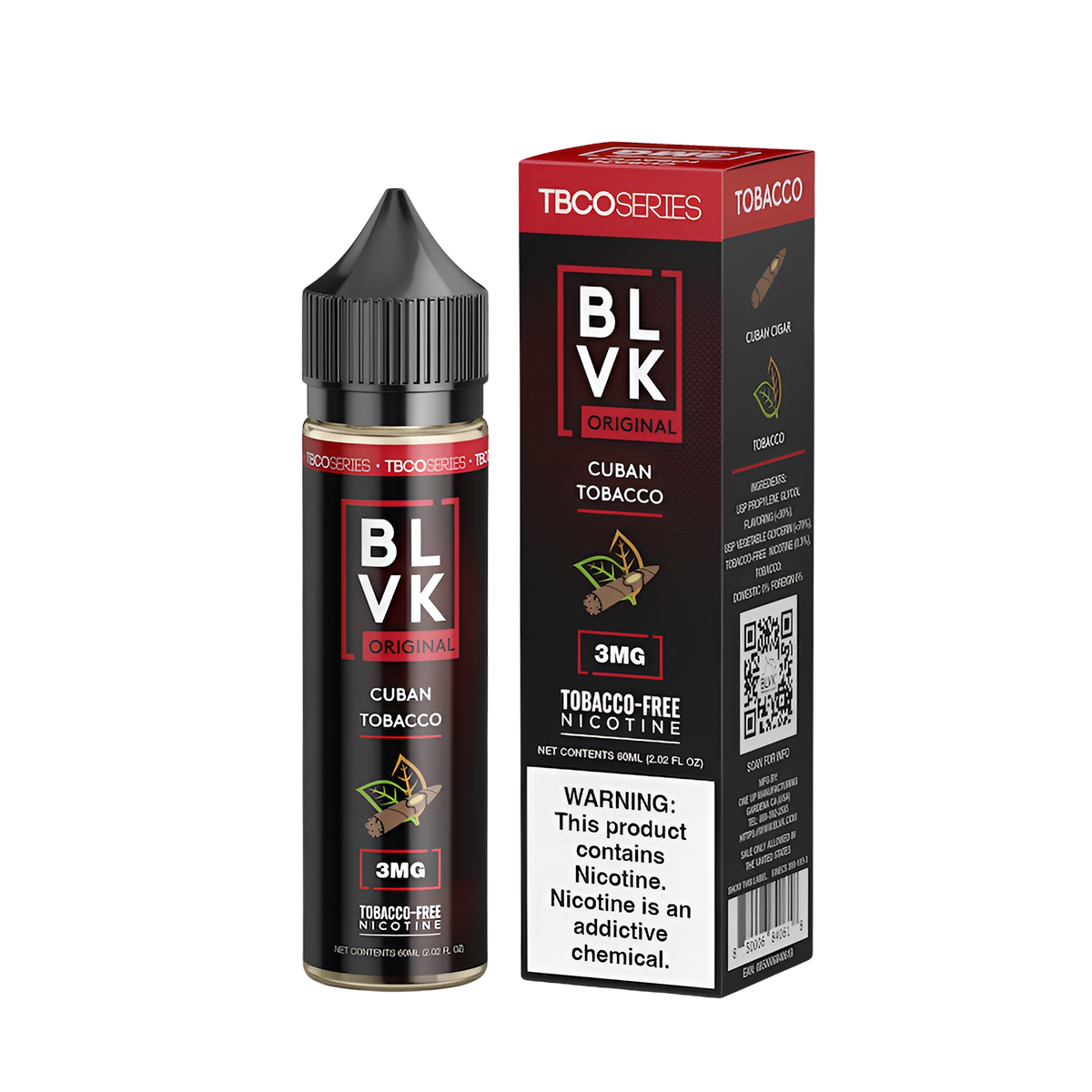 BLVK Tbco Freebase Vape Juice 0 Mg 60 Ml Cuban Tobacco