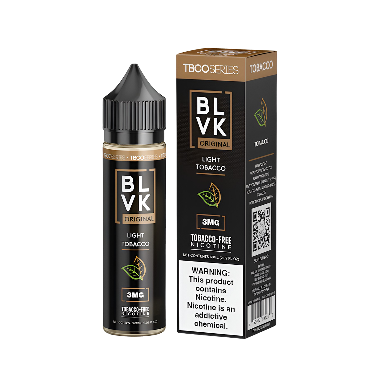 BLVK Tbco Freebase Vape Juice 0 Mg 60 Ml Light Tobacco