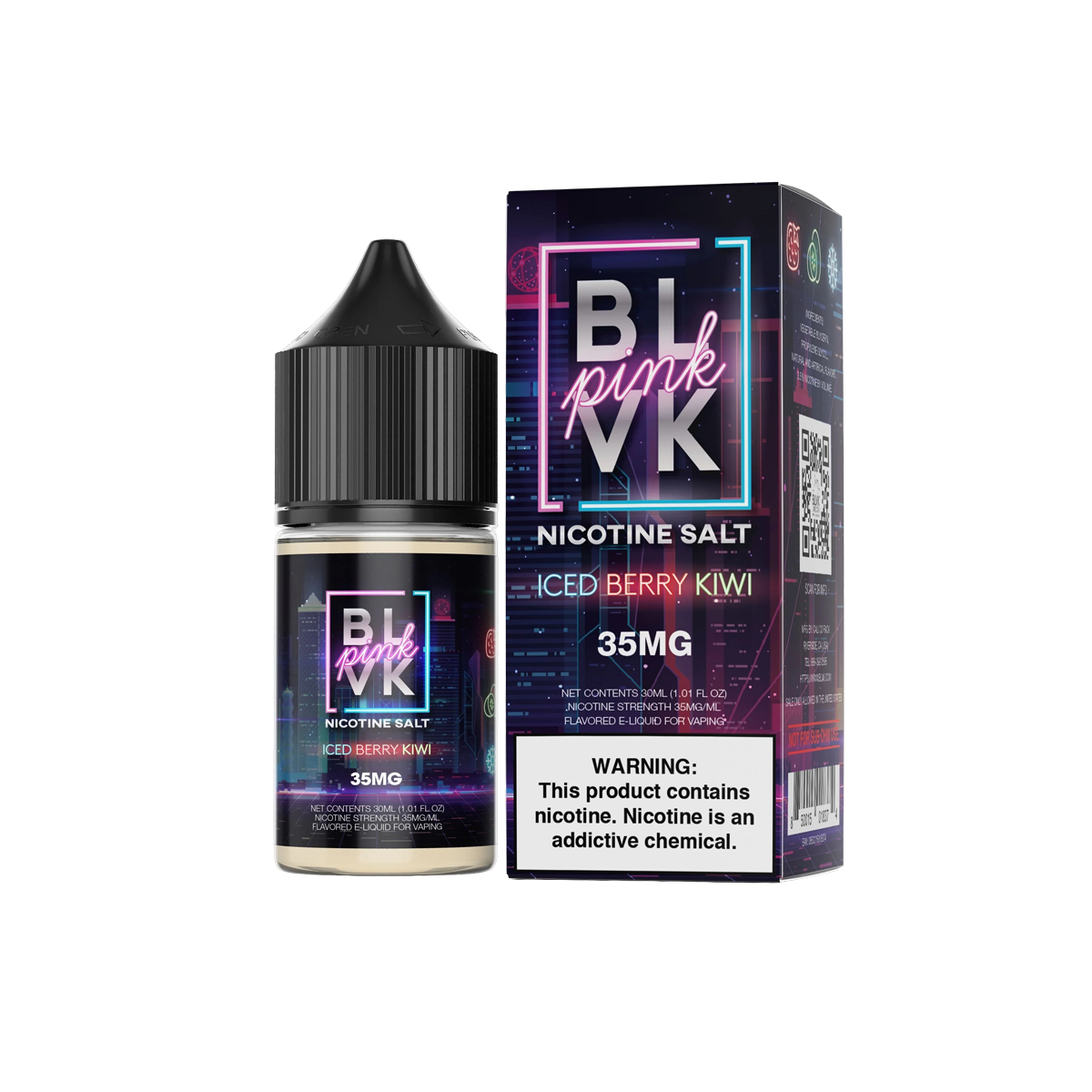 BLVK Pink Salt Nicotine Vape Juice 50 Mg 30 Ml Iced Berry Kiwi