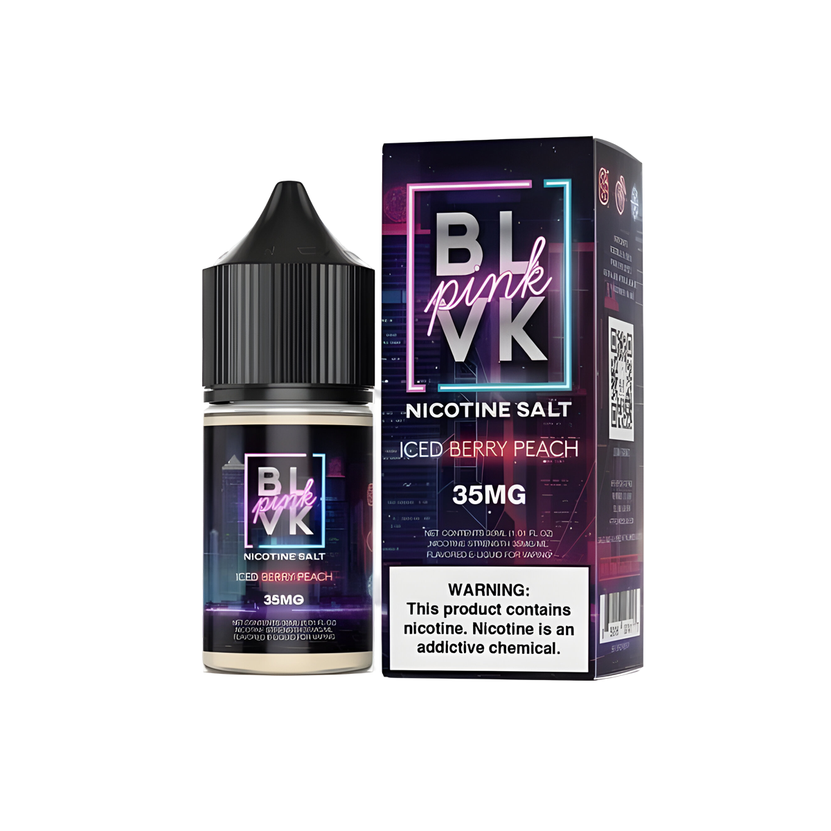 BLVK Pink Salt Nicotine Vape Juice 35 Mg 30 Ml Strawberry Peach Ice