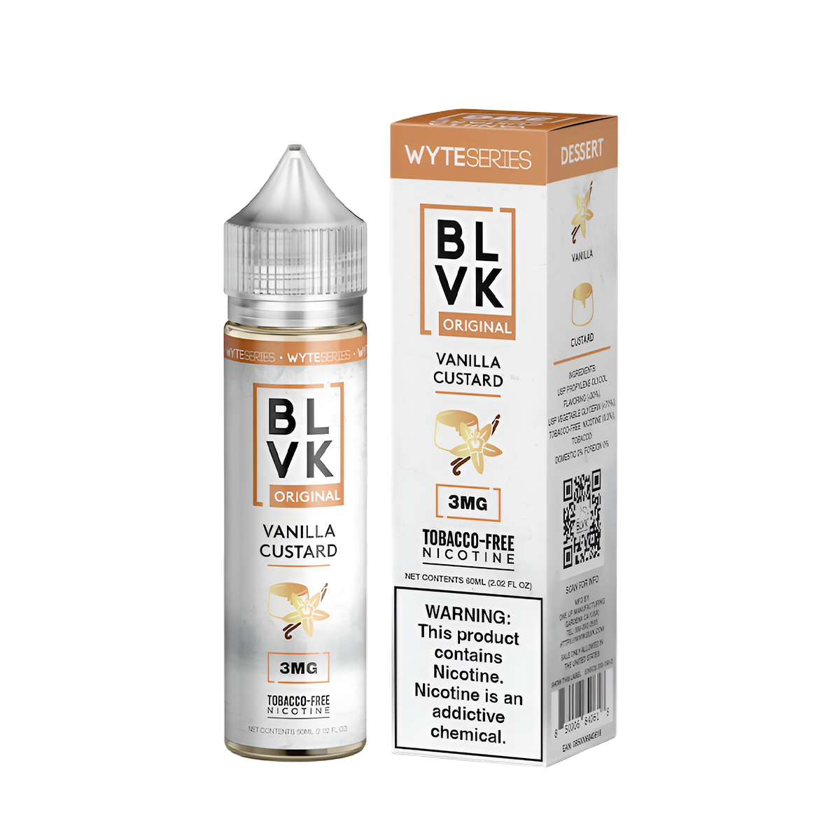 BLVK Wyte Freebase Vape Juice 0 Mg 60 Ml Vanilla Custard