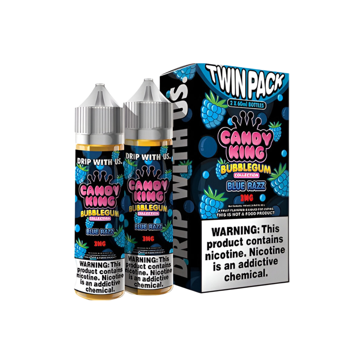 Candy King Twin Pack Freebase Vape Juice 0 Mg 2 x 60 Ml Bubblegum Blue Razz