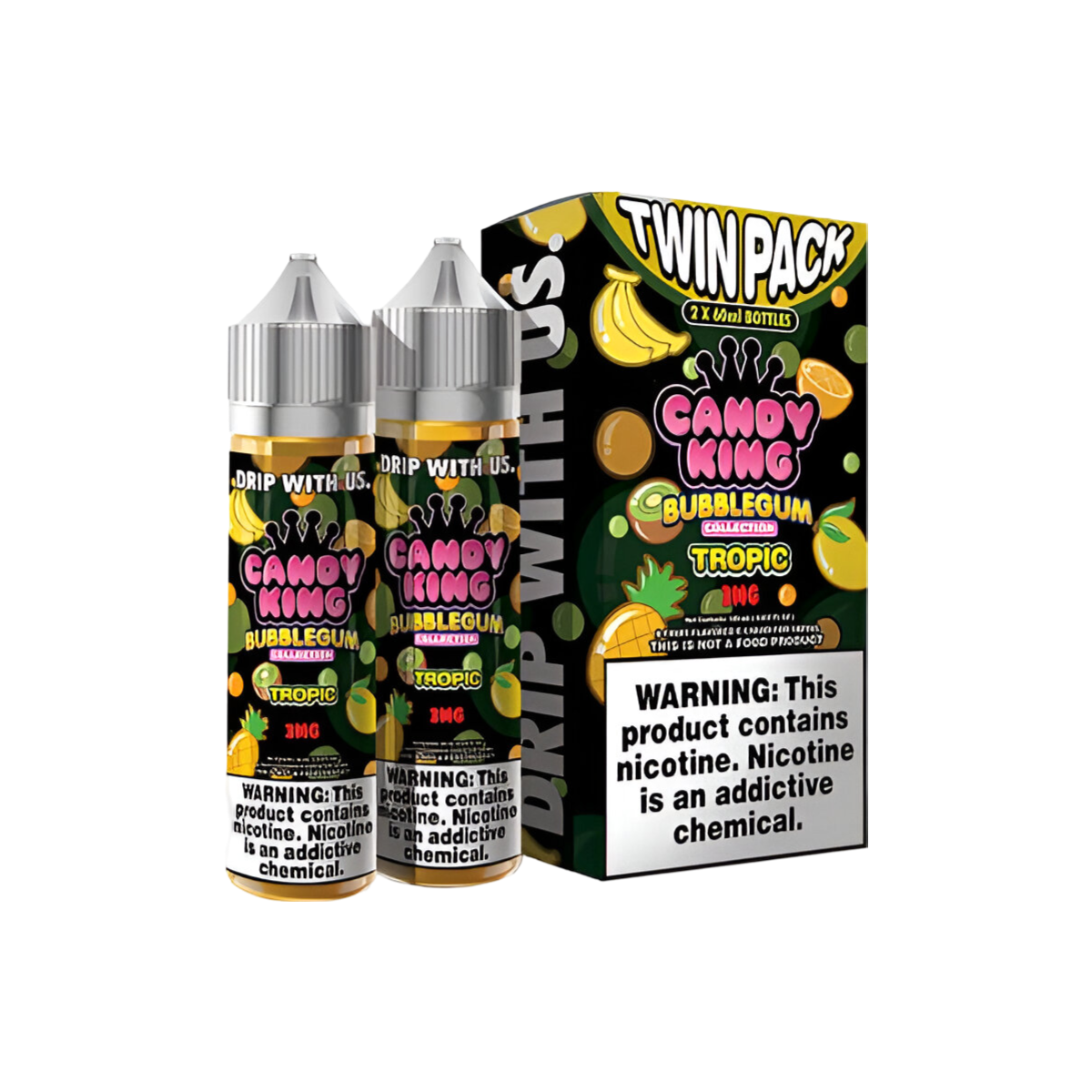 Candy King Twin Pack Freebase Vape Juice 0 Mg 2 x 60 Ml Bubblegum Tropic