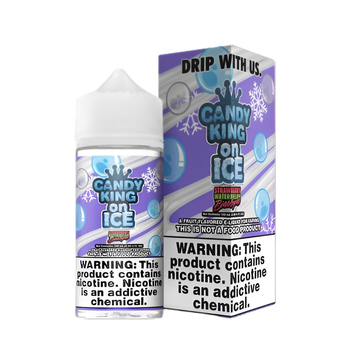 Candy King Iced Freebase Vape Juice 0 Mg 100 Ml Bubblegum (Strawberry Watermelon) Ice