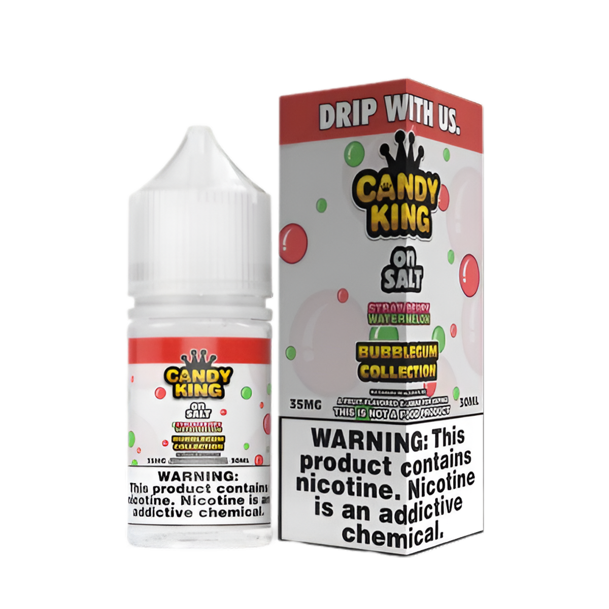 Candy King Salt Nicotine Vape Juice 35 Mg 30 Ml Bubblegum (Strawberry Watermelon)