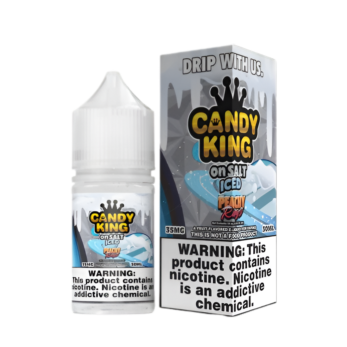 Candy King Iced Salt Nicotine Vape Juice 35 Mg 30 Ml Peachy Rings Iced