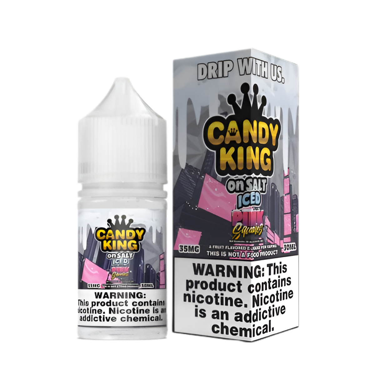 Candy King Iced Salt Nicotine Vape Juice 35 Mg 30 Ml Pink Squares Iced