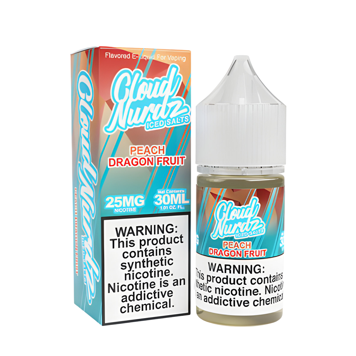 Cloud Nurdz Iced Salt Nicotine Vape Juice 25 Mg 30 Ml Peach Dragon Fruit