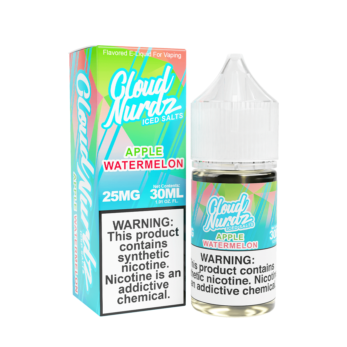 Cloud Nurdz Iced Salt Nicotine Vape Juice 25 Mg 30 Ml Apple Watermelon Iced