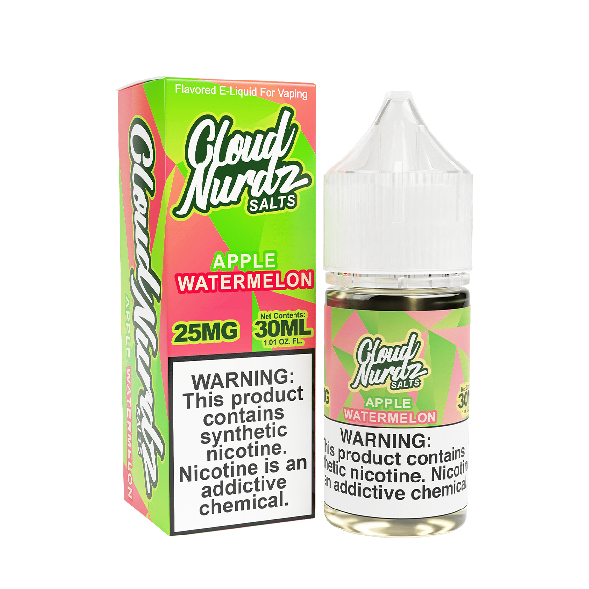 Cloud Nurdz Salt Nicotine Vape Juice 25 Mg 30 Ml Apple Watermelon
