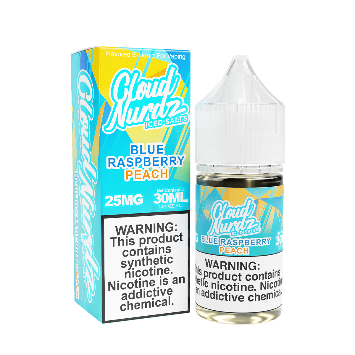 Cloud Nurdz Iced Salt Nicotine Vape Juice 25 Mg 30 Ml Blue Raspberry Peach Iced