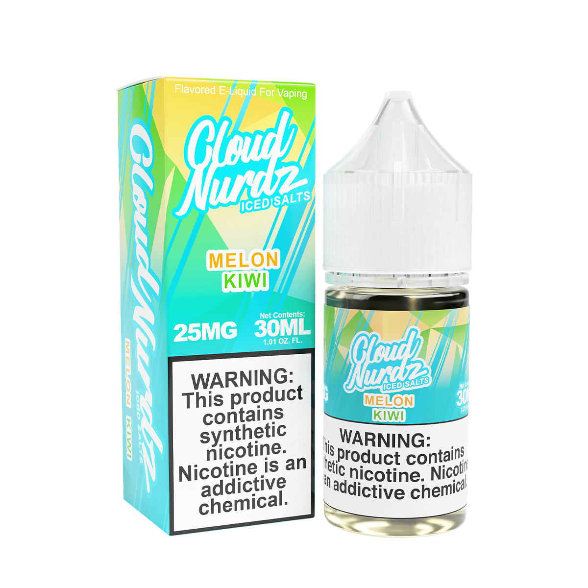 Cloud Nurdz Iced Salt Nicotine Vape Juice 25 Mg 30 Ml Melon Kiwi Iced
