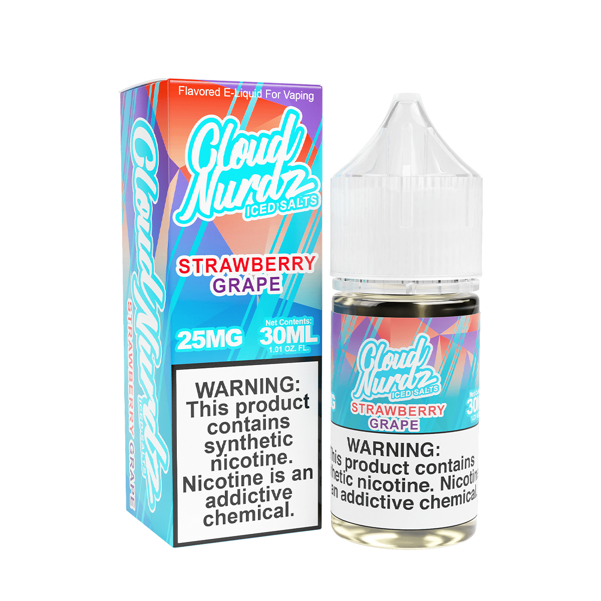 Cloud Nurdz Iced Salt Nicotine Vape Juice 25 Mg 30 Ml Strawberry Grape Iced