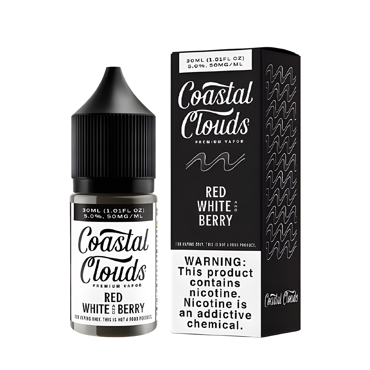 Coastal Clouds Salt Nicotine Vape Juice 50 Mg 30 Ml Red White Berry