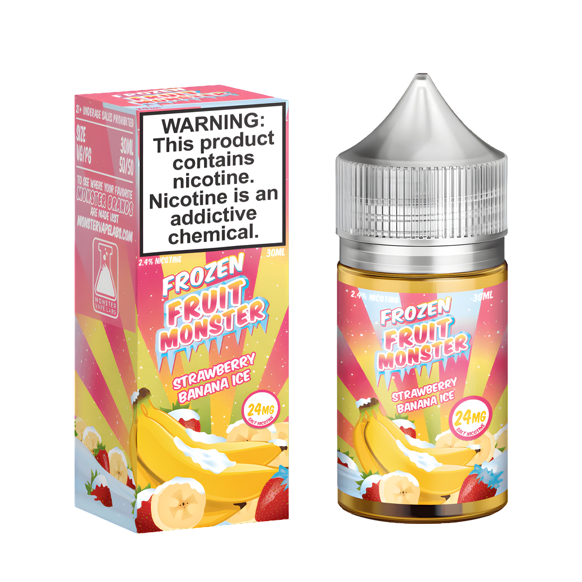 Frozen Fruit Monster Salt Nicotine Vape Juice 24 Mg 30 Ml Strawberry Banana Ice