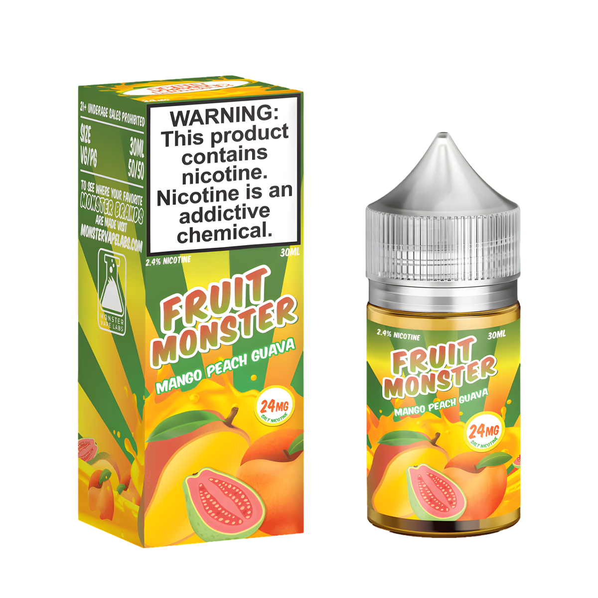 Fruit Monster Salt Nicotine Vape Juice 48 Mg 30 Ml Mango Peach Guava