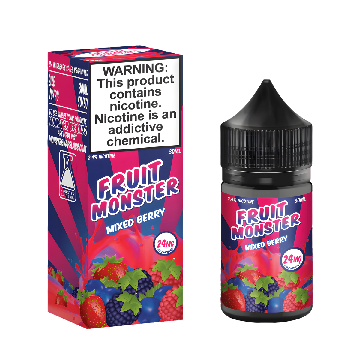 Fruit Monster Salt Nicotine Vape Juice 24 Mg 30 Ml Mixed Berry