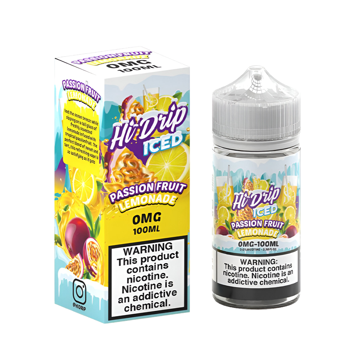 Hi Drip Iced Freebase Vape Juice 0 Mg 100 Ml Passion Fruit Lemonade Iced