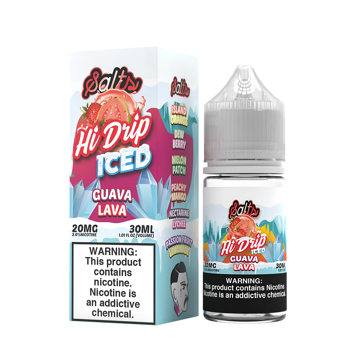 Hi Drip Iced Salt Nicotine Vape Juice 20 Mg 30 Ml Guava Lava Iced