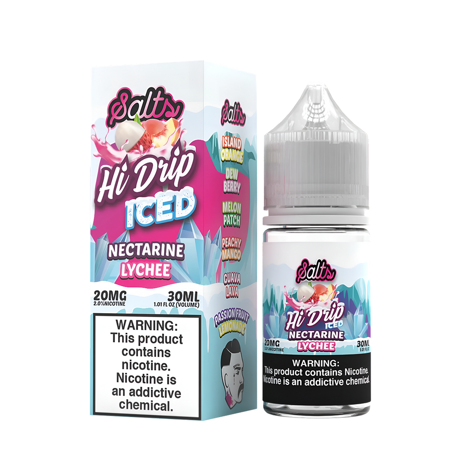 Hi Drip Iced Salt Nicotine Vape Juice 20 Mg Nectarine Lychee Iced