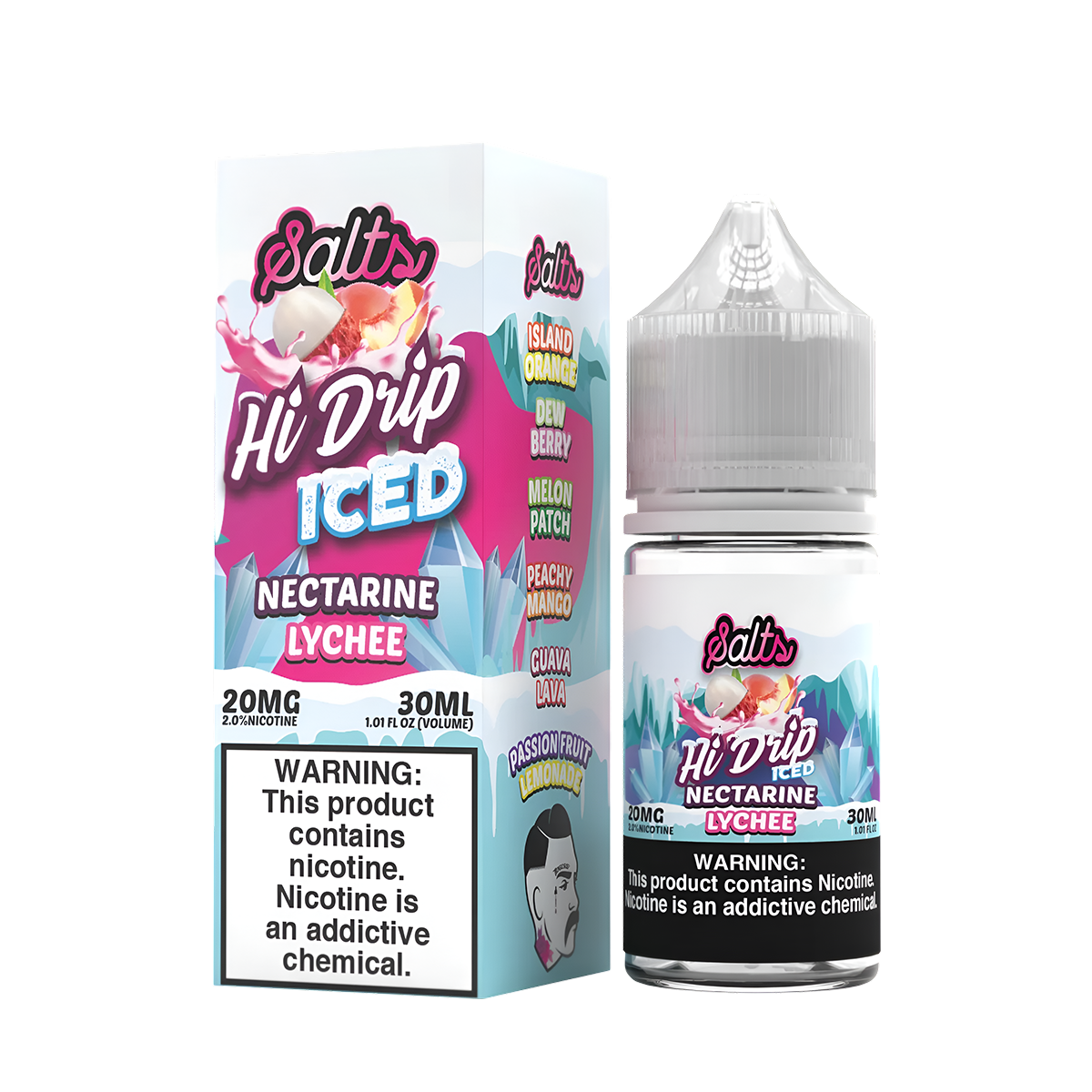 Hi Drip Iced Salt Nicotine Vape Juice 20 Mg 30 Ml Nectarine Lychee Iced