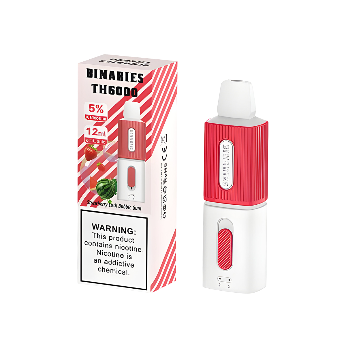 HorizonTech Binaries TH6000 Disposable Vape Strawberry Lush Bubblegum  