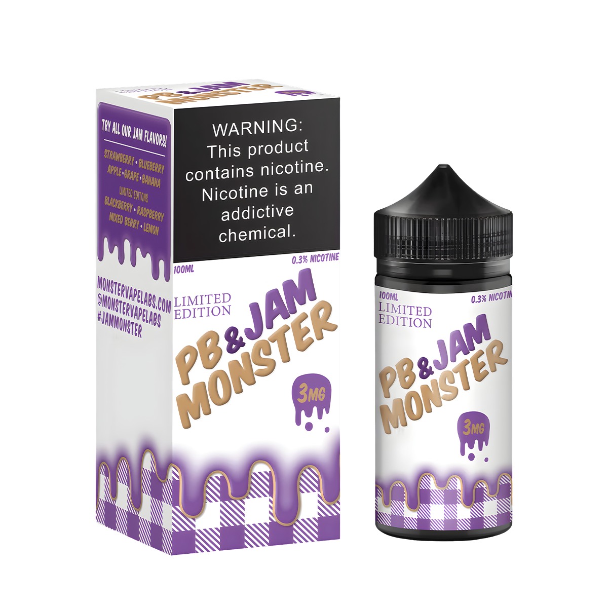 Jam Monster Freebase Vape Juice 3 Mg 100 Ml PB&J
