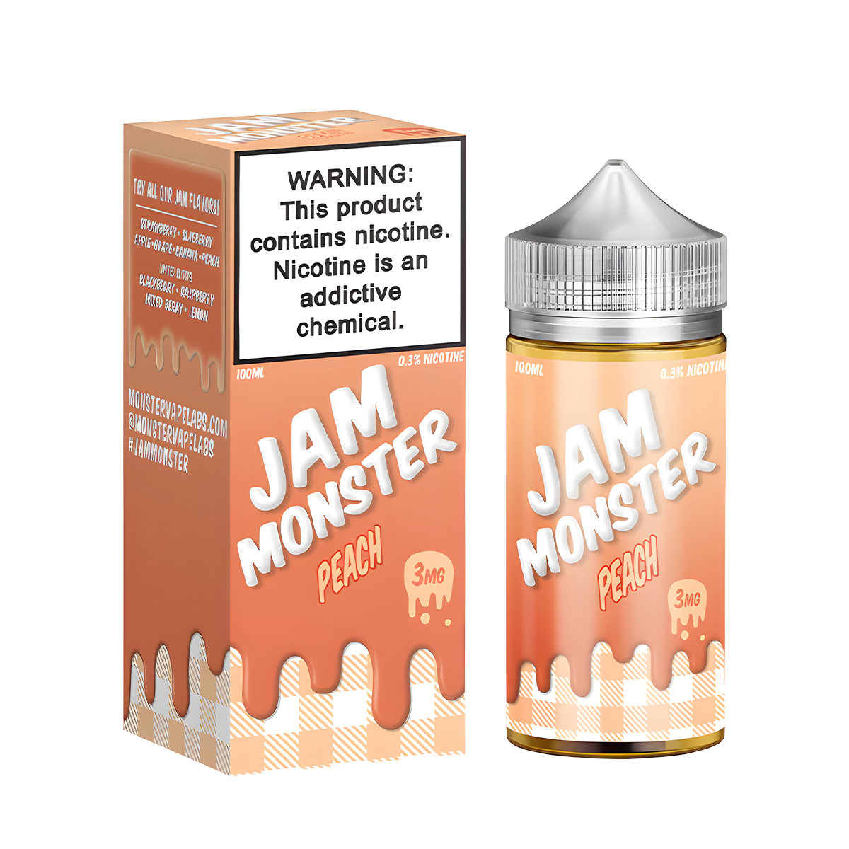 Jam Monster Freebase Vape Juice 3 Mg 100 Ml Peach