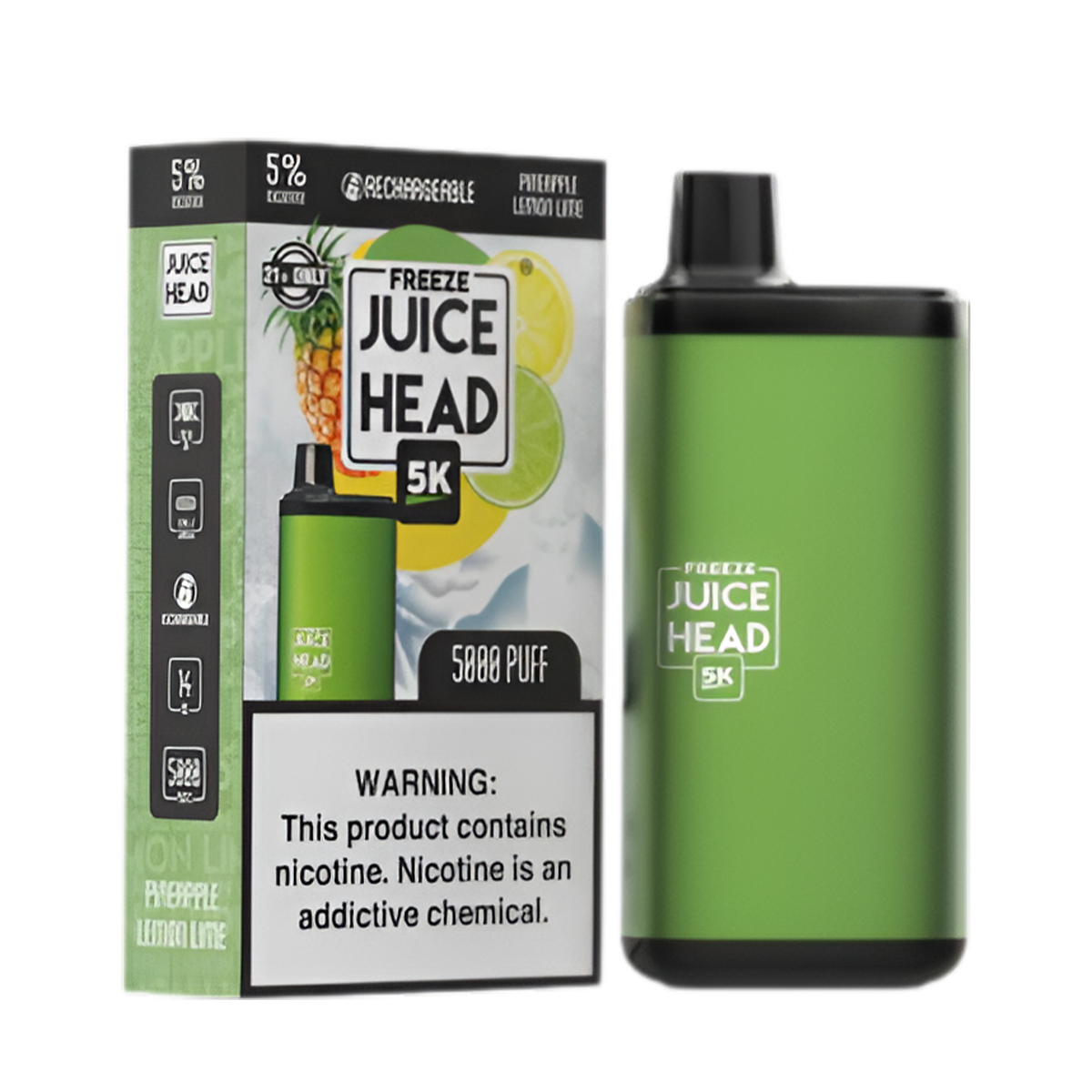 Juice Head 5K Freeze Disposable Vape Pineapple Lemon Lime Freeze  
