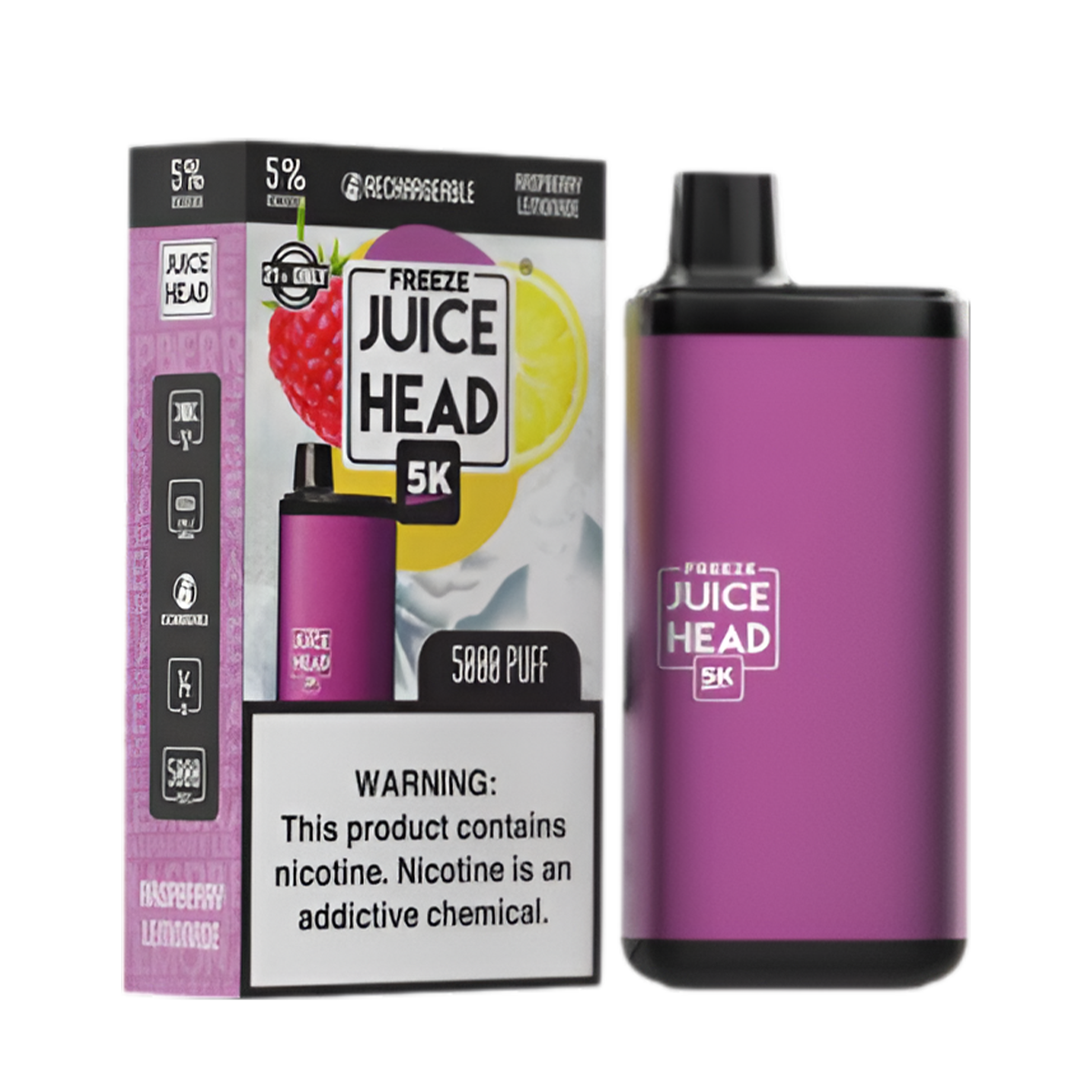 Juice Head 5K Freeze Disposable Vape Raspberry Lemonade Freeze  