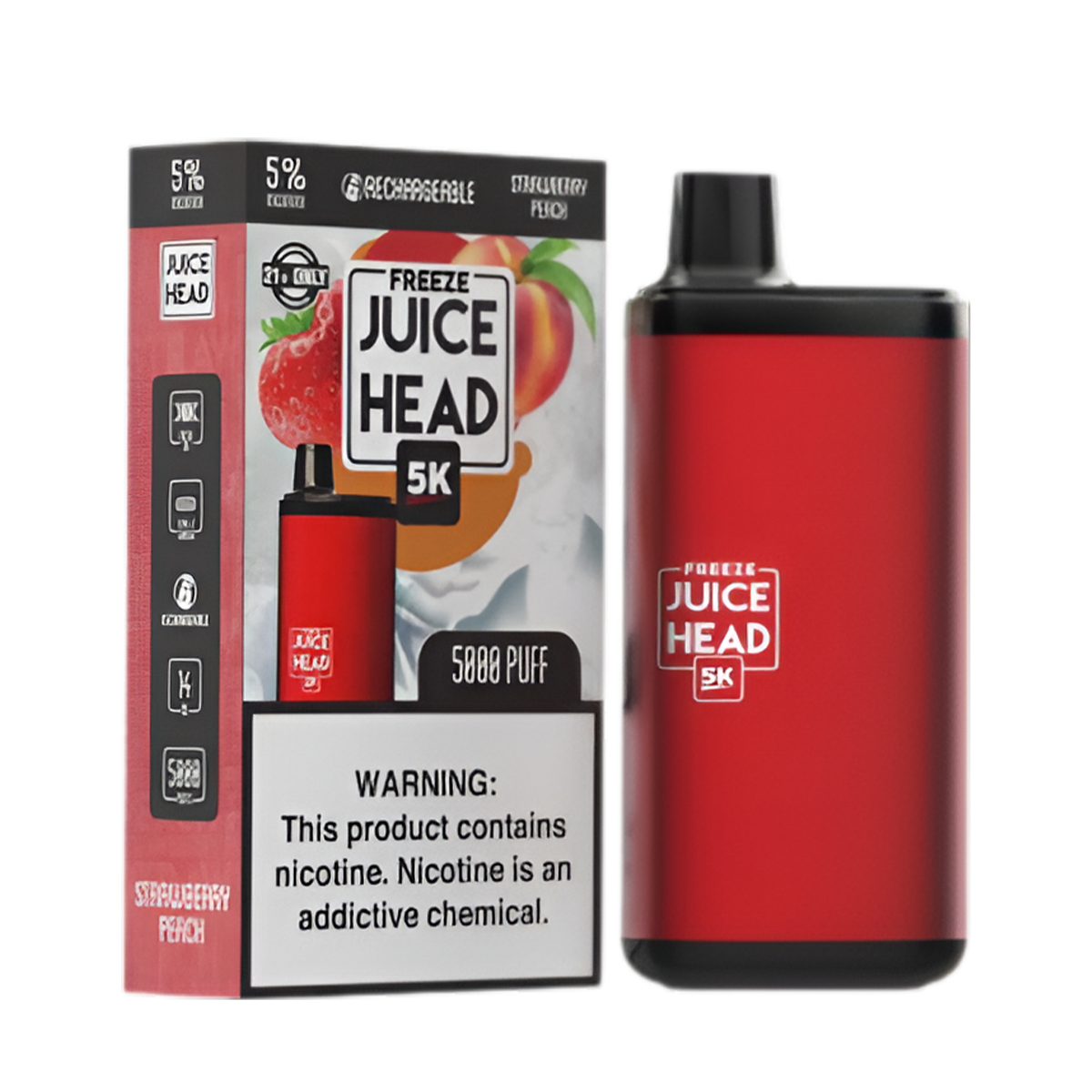 Juice Head 5K Freeze Disposable Vape Strawberry Peach Freeze  