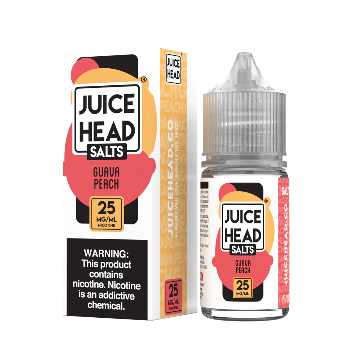Juice Head Salt Nicotine Vape Juice 25 Mg 30 Ml Guava Peach