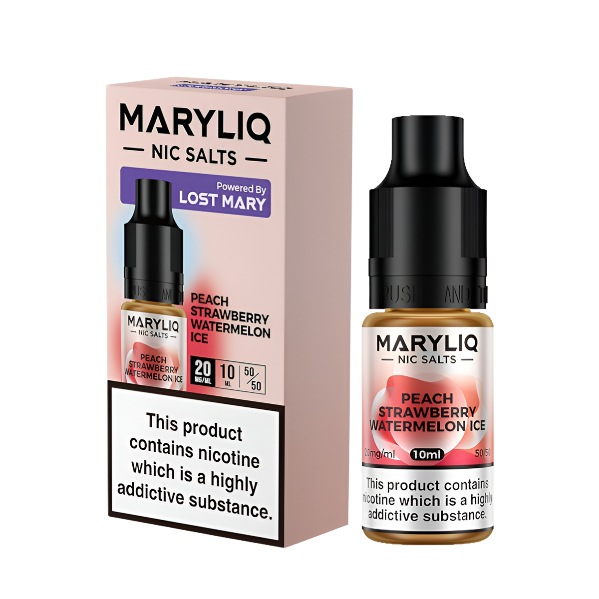 Lost Mary Maryliq Salt Nicotine Vape Juice 20 Mg 10 Ml Peach Strawberry Watermelon Ice