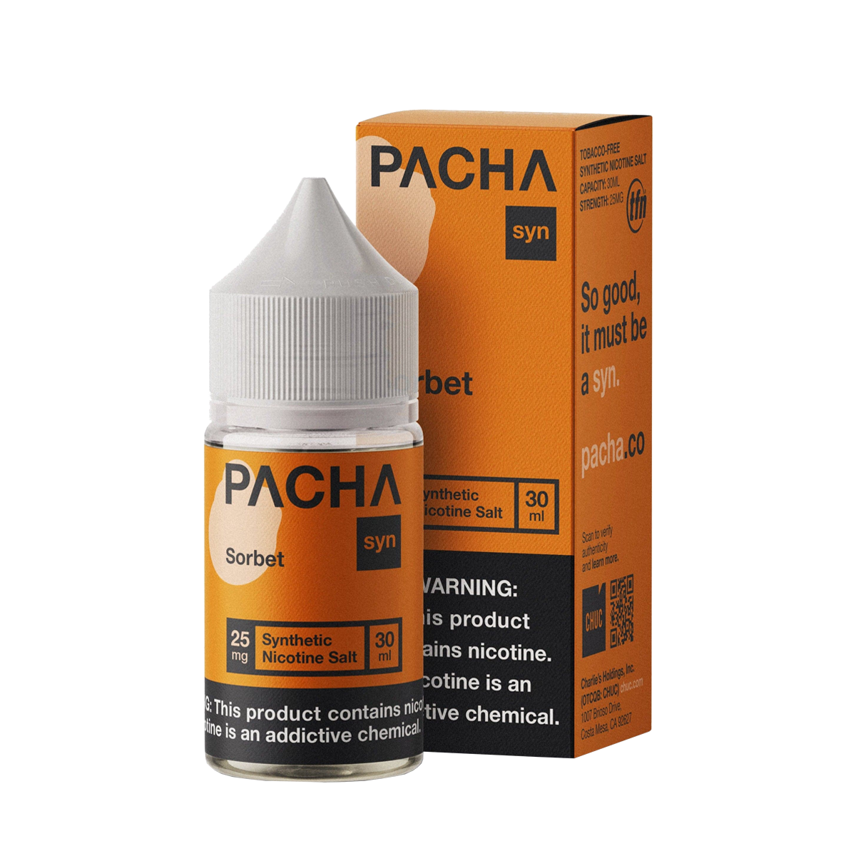 Pacha Syn Salt Nicotione Vape Juice 25 Mg 30 Ml Sorbet