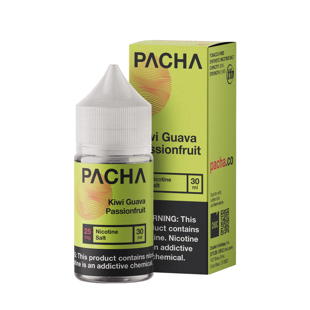 Pacha TFN Salt Nicotione Vape Juice 25 Mg 30 Ml Kiwi Guava Passionfruit