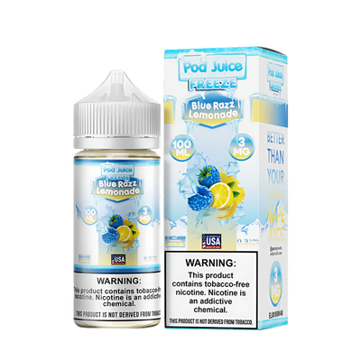 Pod Juice Freeze Freebase Vape Juice 0 Mg Blue Razz Lemonade Freeze