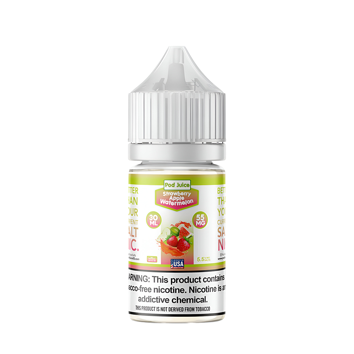 Pod Juice Salt Nicotine Vape Juice 35 Mg 30 Ml Strawberry Apple Watermelon