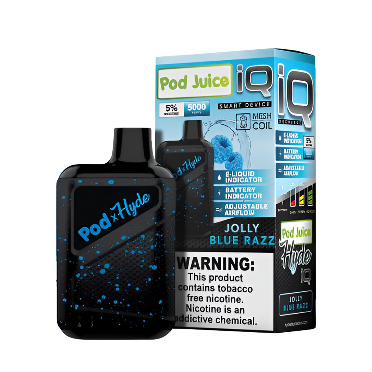 Pod Juice ☓ Hyde IQ Disposable Vape Jolly Blue Razz  