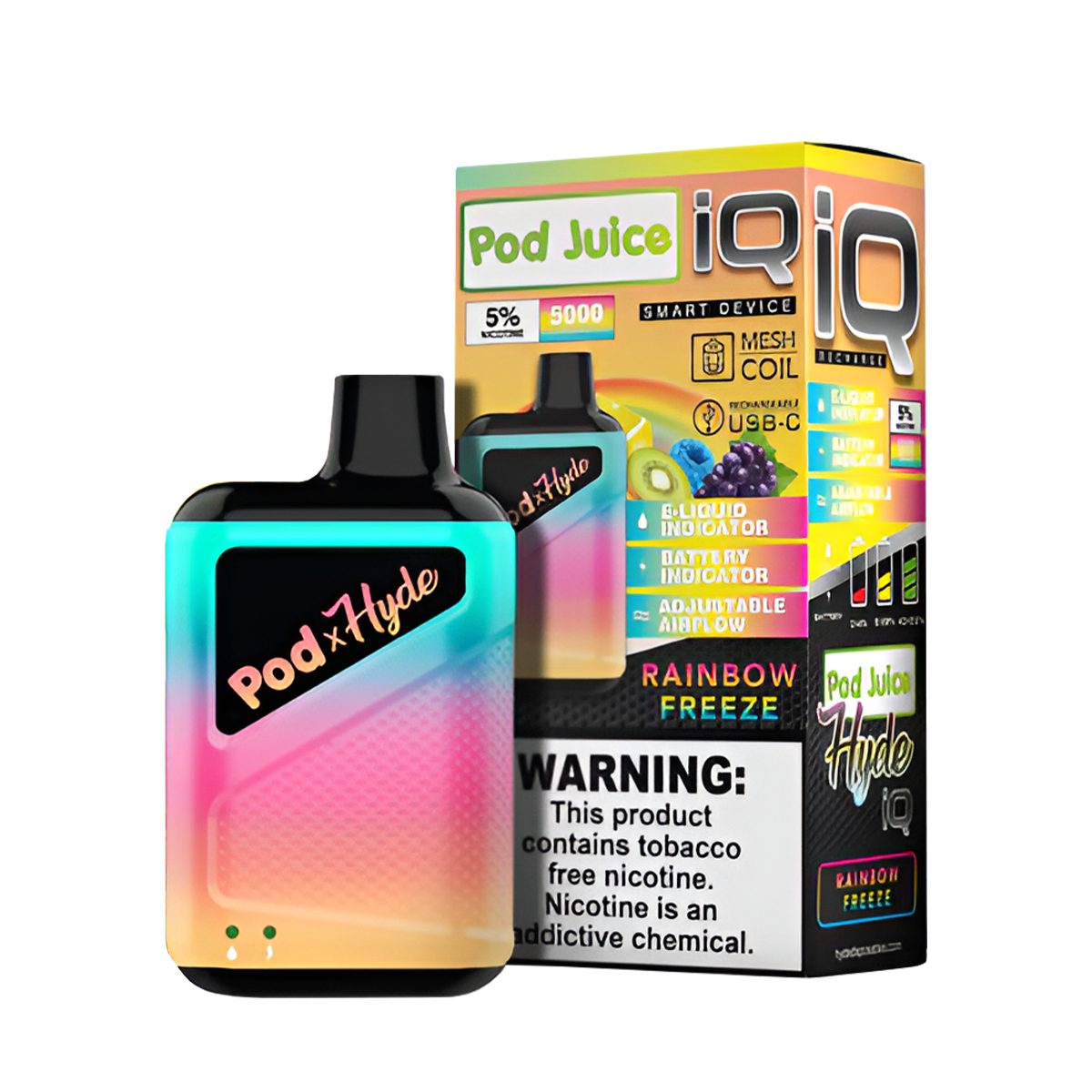 Pod Juice ☓ Hyde IQ Disposable Vape Rainbow Freeze  