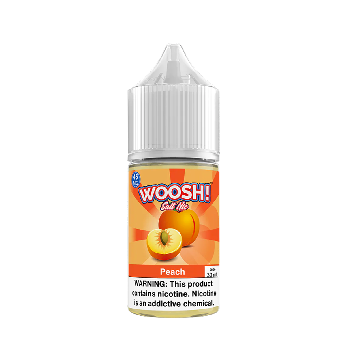 Suorin Woosh Salt Nicontine Vape Juice 45 Mg 30 Ml Peach