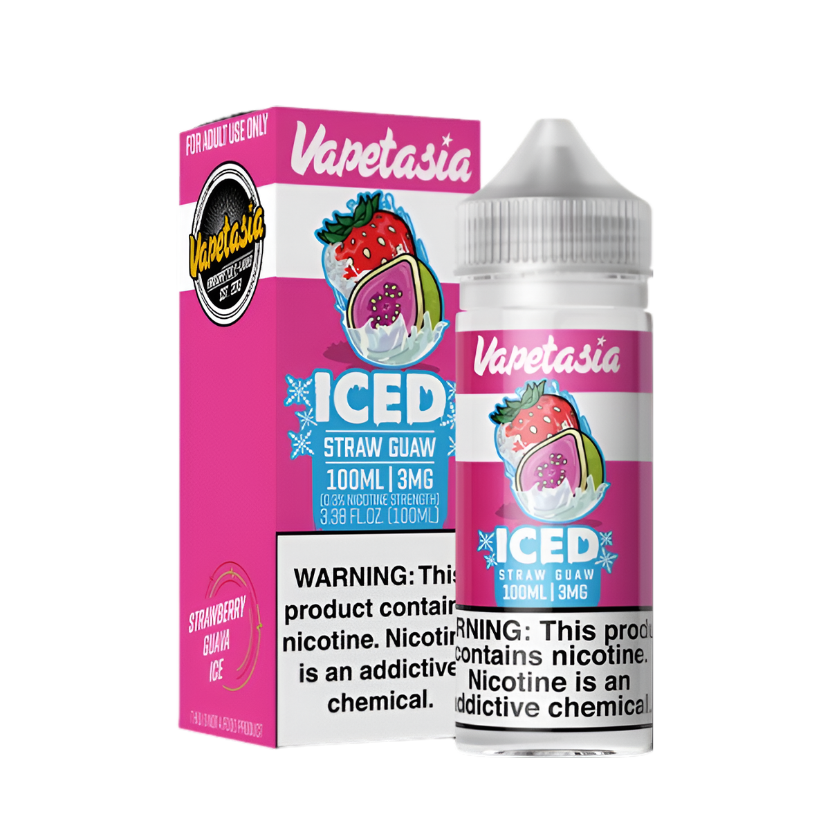 VapeTasia Iced Freebase Vape Juice 0 Mg 100 Ml Straw Guaw Iced