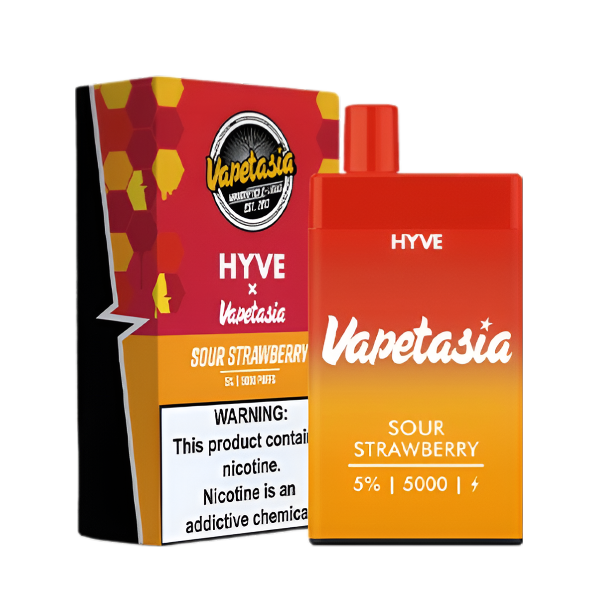 VapeTasia ☓ Hyve 5000 Disposable Vape Sour Strawberry  