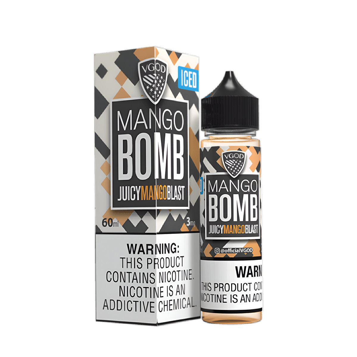 VGOD Iced Bomb Line Freebase Vape Juice 0 Mg 60 Ml Mango Bomb (Juicy Mango Blast) Iced