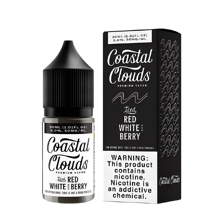 Coastal Clouds Salt Nicotine Vape Juice 50 Mg Iced Red White Berry 