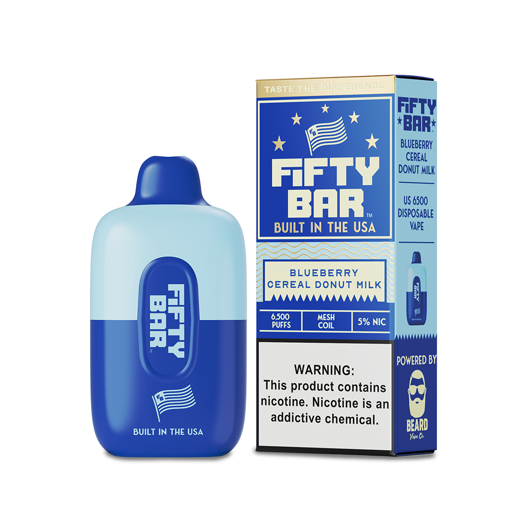 Fifty Bar 6500 Disposable Vape Blueberry Cereal Donut Milk  